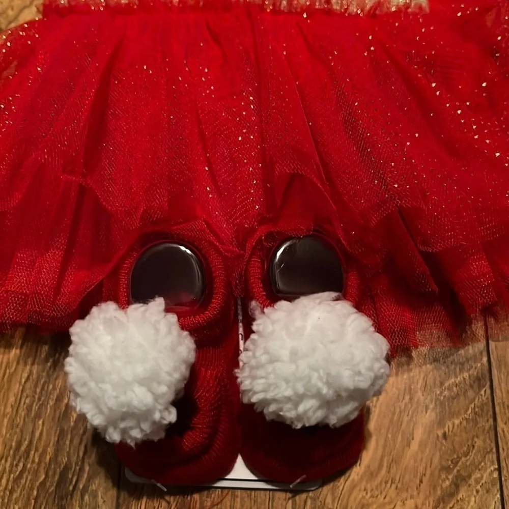 My First Christmas Set Skirt, Santa Hat, Socks & Sensory Toy NWT